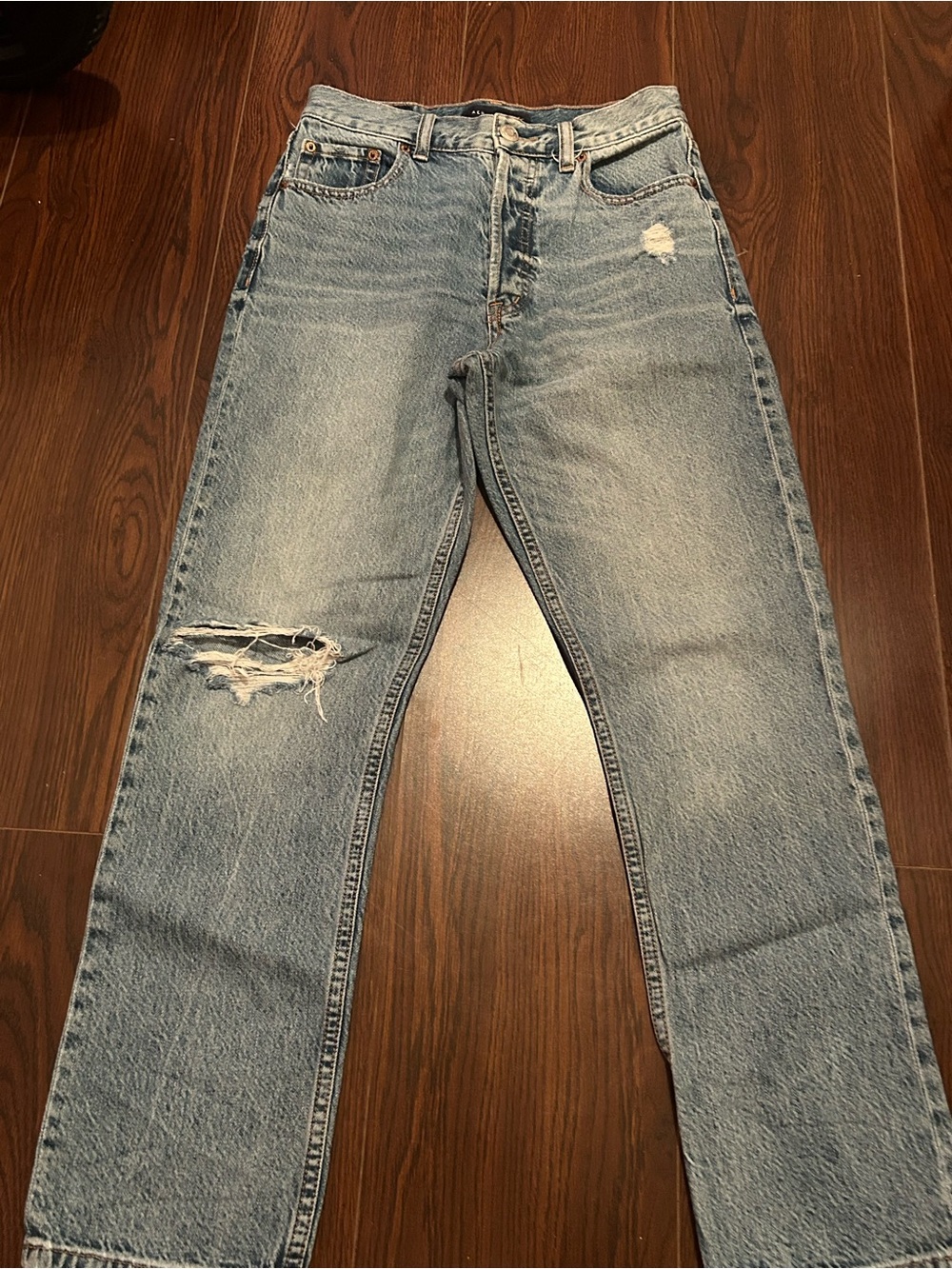 Aeropostale Light Blue Straight Leg Distressed Jeans